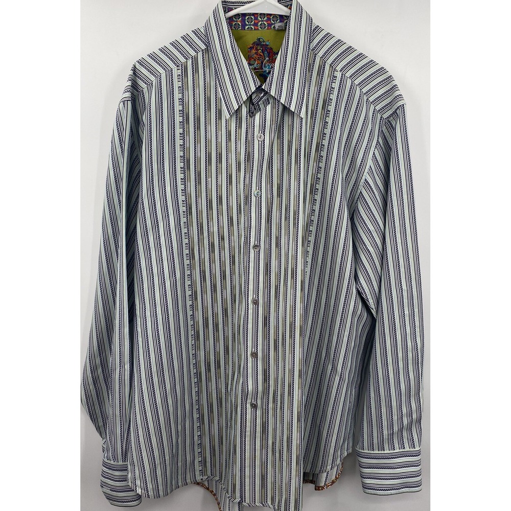 Robert Graham Mens XL Flip Cuff Multicolor Striped Shirt